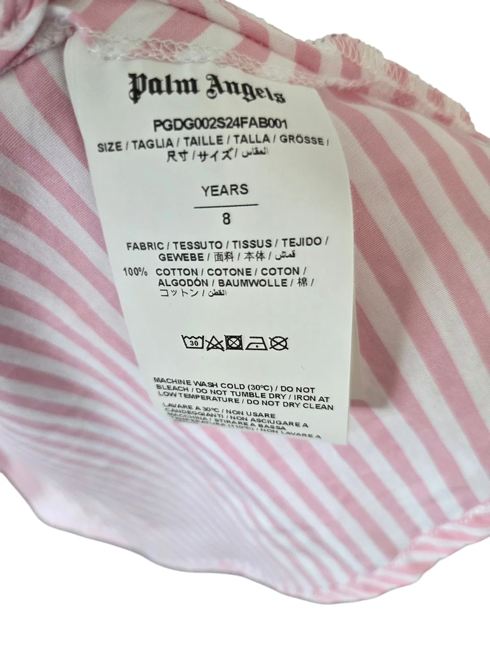 Pink & White Striped Polo Skater Dress with Palm Embroidery